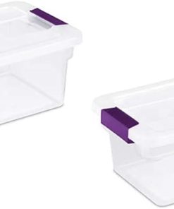 Sterilite 6 Quart ClearView LatchTM with Sweet Plum Handles. Pack Of 2 Containers