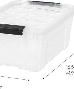 Alternative view of IRIS USA 4-Pack 13 Quart Storage Bins with Lids. Clear | Transparent design makes contents easy to find. Ideal for shoes. photos. documents. and small essentials. Nestable design