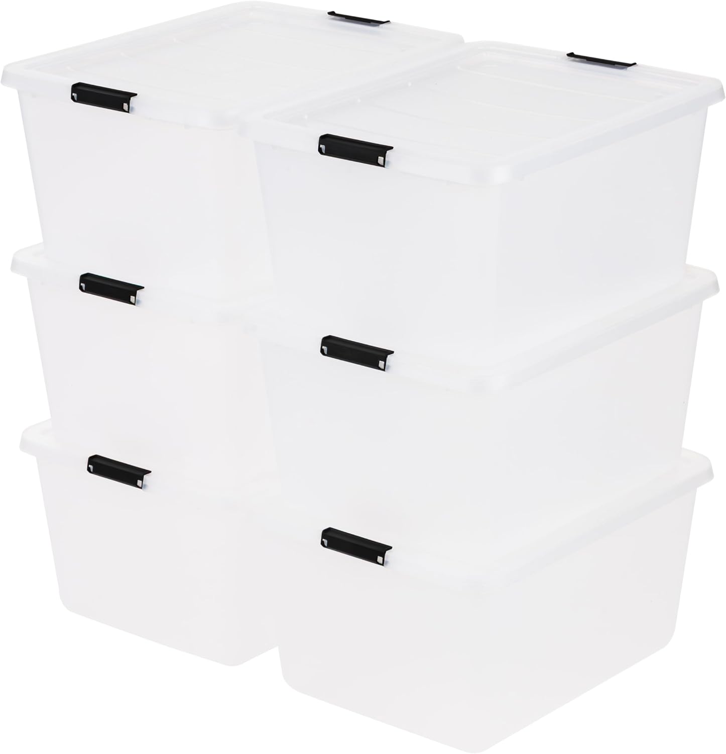 IRIS USA 6-Pack 32 Quart Clip Box with Latching Lid | Latching lid secures office and household supplies. Stackable. nestable design maximizes storage space - Image 9