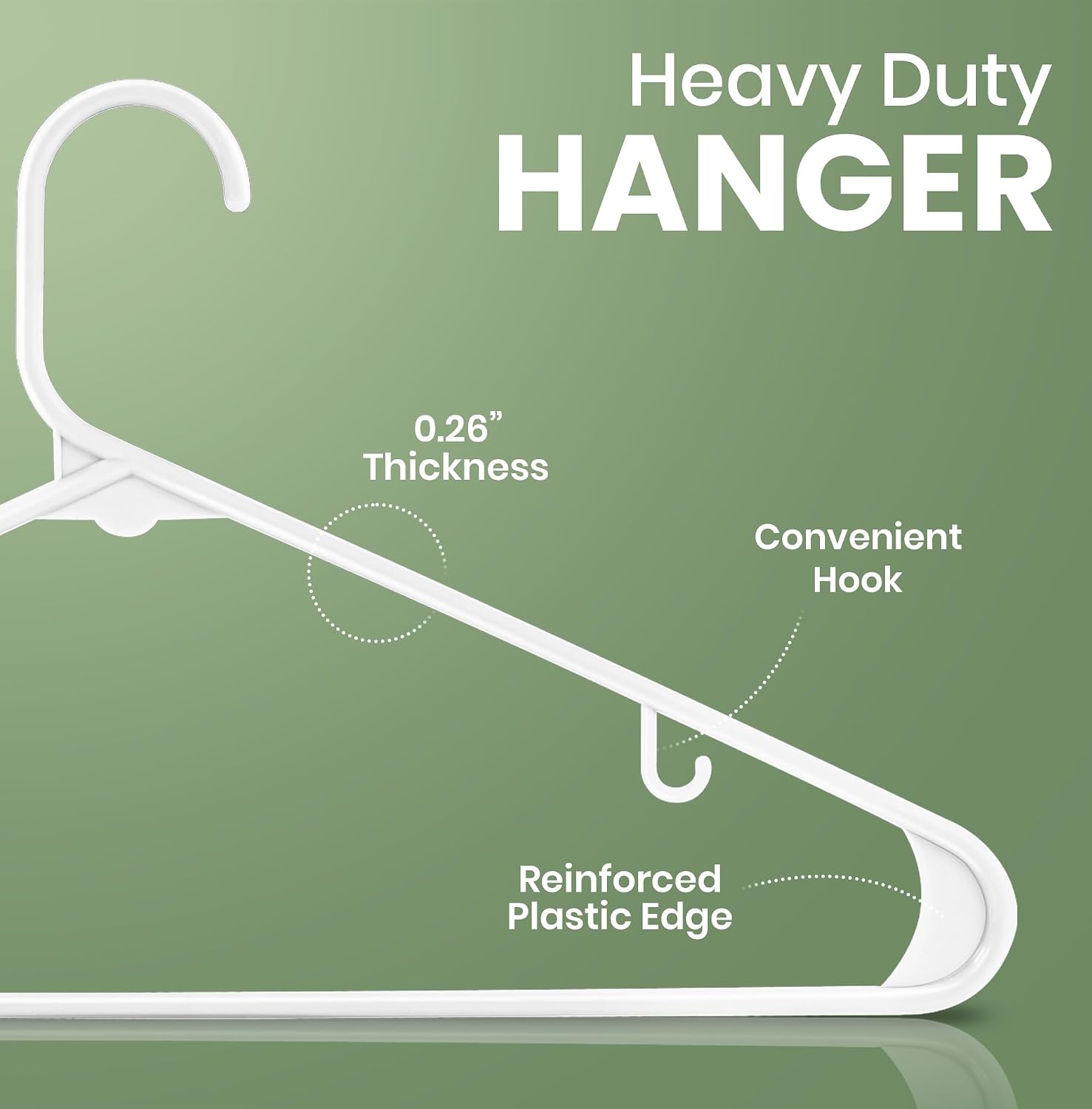 Utopia Home Plastic Hangers 20 Pack – Built-in Strap Hooks White | Space saving | Durable & strong | Closet organizer | Clothes hangers | Ideal for shirts. pants. skirts & coats - Image 2