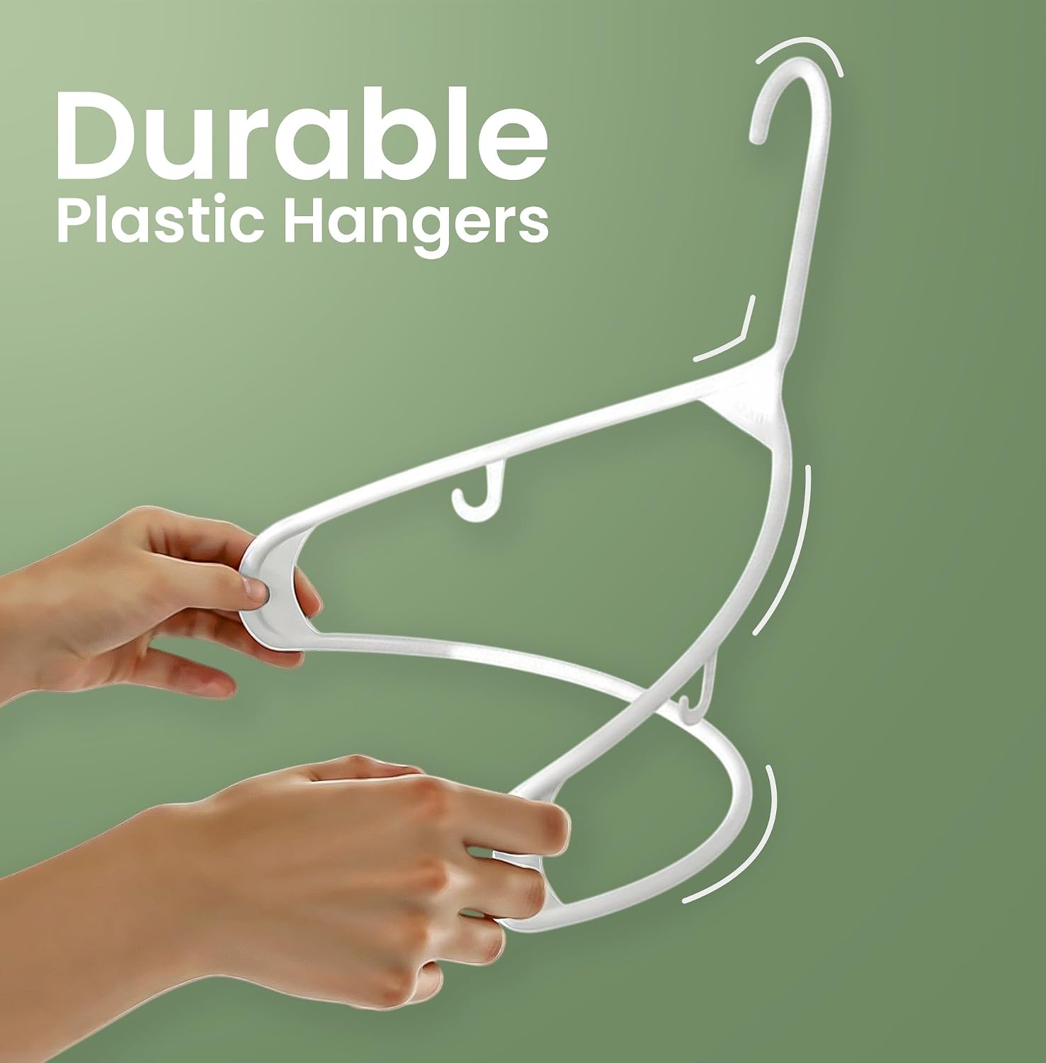 Utopia Home Plastic Hangers 20 Pack – Built-in Strap Hooks White | Space saving | Durable & strong | Closet organizer | Clothes hangers | Ideal for shirts. pants. skirts & coats - Image 6