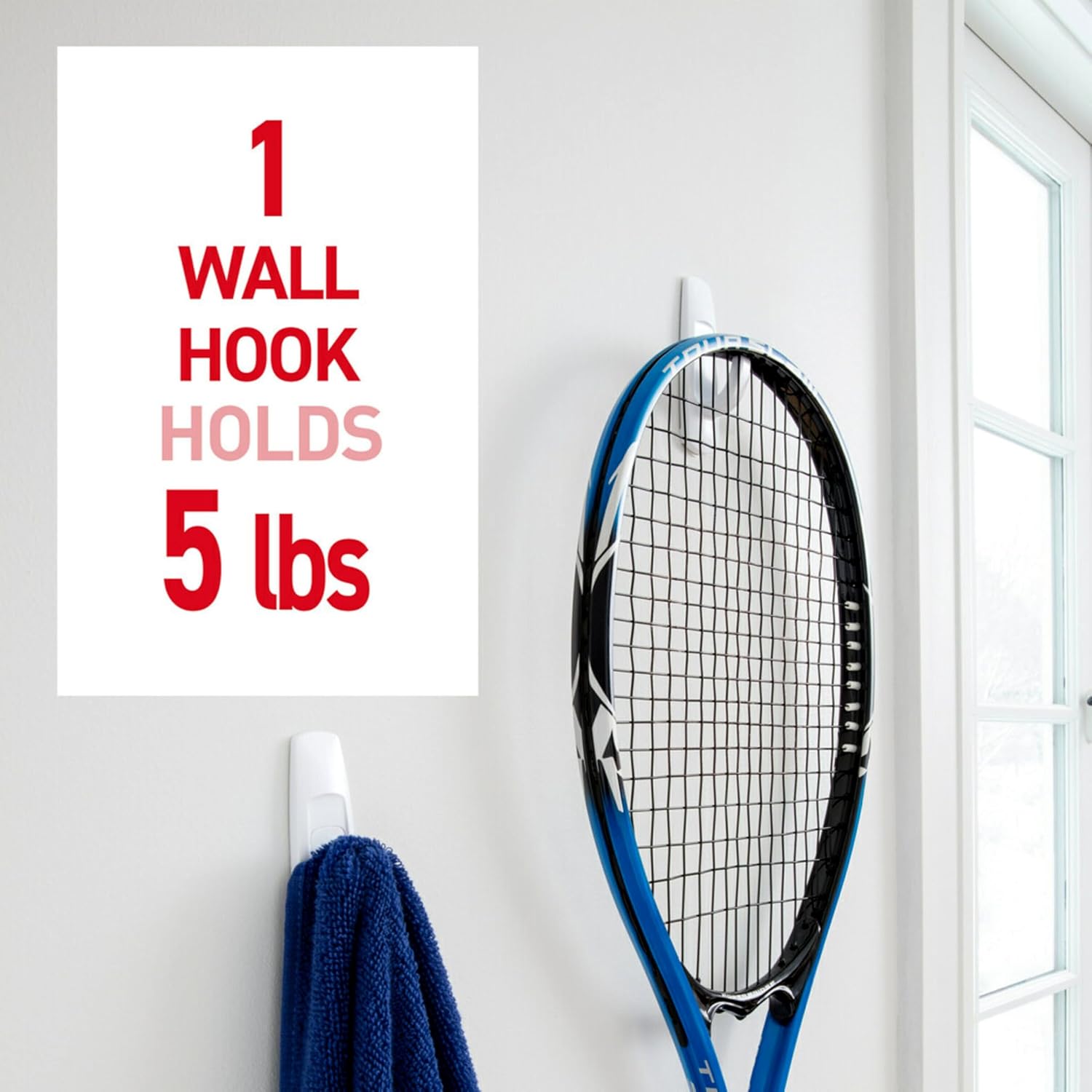 Command 5 lb Large Utility Hooks. 14 Hooks and 16 Strips. Damage-Free Hanging Wall Hook with Adhesive Strips. No Tools Required. Great for Home Kitchen Office Organization - Image 3