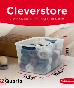 Alternative view of Rubbermaid Cleverstore Clear 32 Qt. 6 Pack Stackable Plastic Storage Bins with Lids. Great for Closet and Laundry Storage. Organizing in the Home