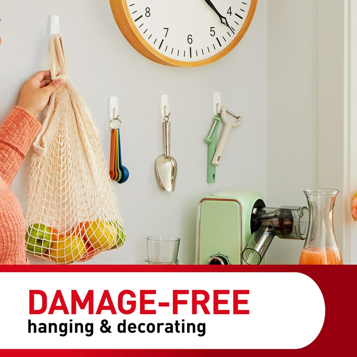 Command 5 lb Large Utility Hooks. 14 Hooks and 16 Strips. Damage-Free Hanging Wall Hook with Adhesive Strips. No Tools Required. Great for Home Kitchen Office Organization - Image 7